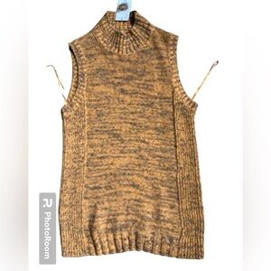 Nine West OrangeBlack Urban Safari Sleeveless Turtleneck Knit Sweater Top NWT XL